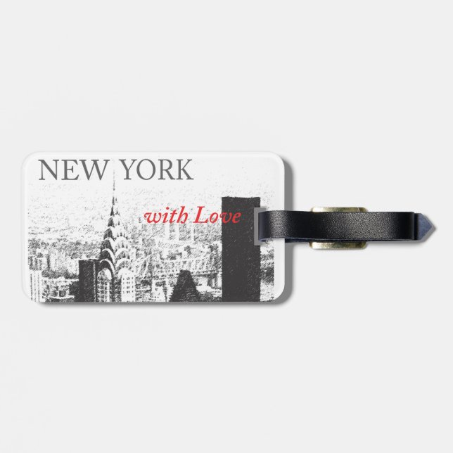 New York med kärlekbagagemärkren Bagagebricka (Baksida Vågrät)
