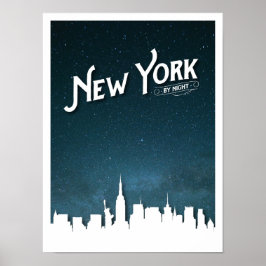 New York med nattskylten - Poster