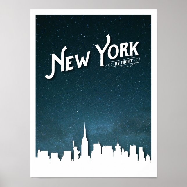 New York med nattskylten - Poster (Framsidan)