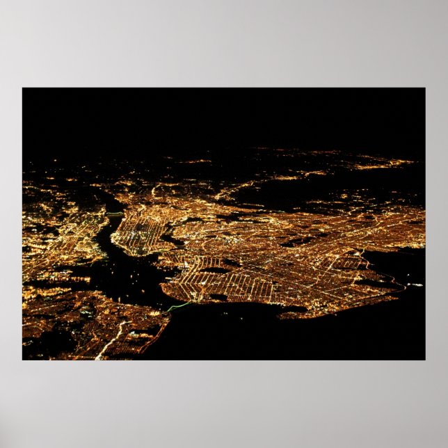 New York Metro Aerial Natt Speciell 23 x 34 Poster (Framsidan)