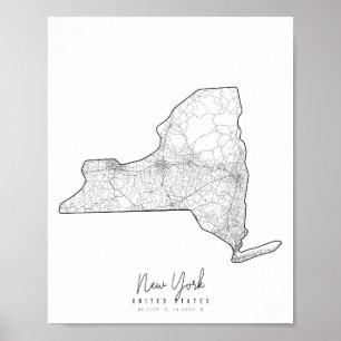 New York Minimal Street Karta Poster