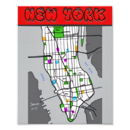 New York Minimalistisk Kartposter Svart & Vitt Sta Fototryck