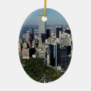 New York minnessakprydnaden för tvillingbröder N Julgransprydnad Keramik