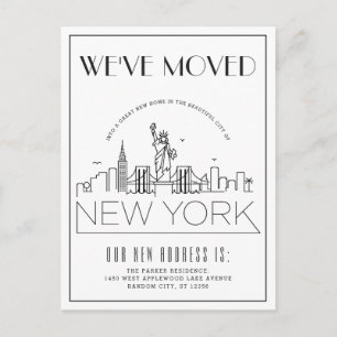 New York Modern Deco Ny adress Meddelande Vykort