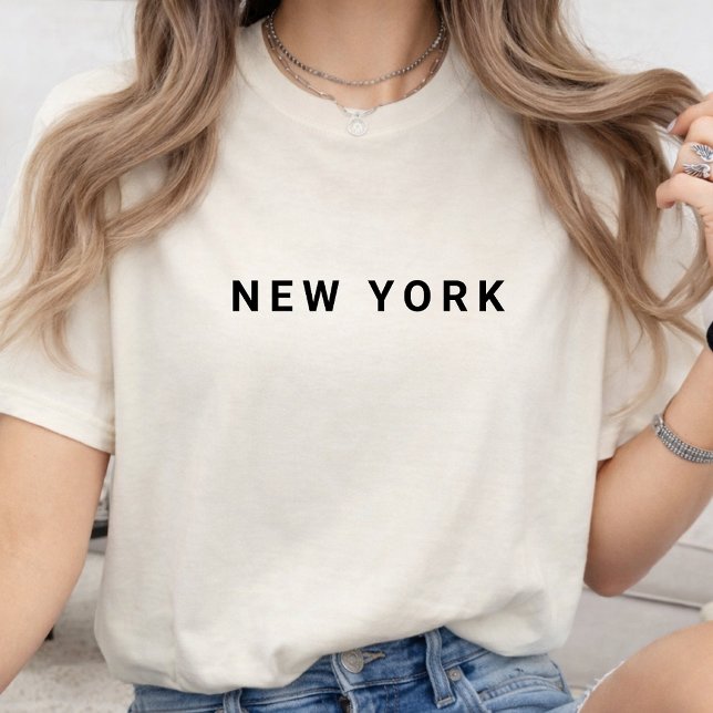 New York | Modern typografi Anpassat namn på ameri T Shirt (Personalized USA City Shirt Gift | Customizable USA State Souvenir | New York Vacation Memory Shirt)