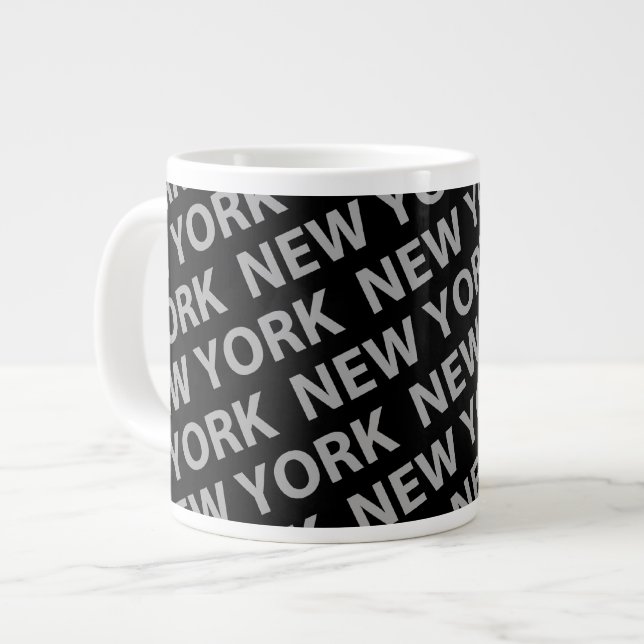 New York Mönster Grått Jumbo Mugg (Framsida vänster)
