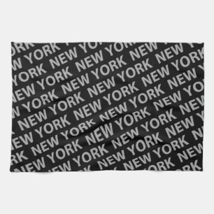 New York Mönster Grått Kökshandduk