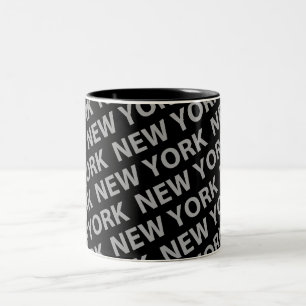 New York Mönster Grått Två-Tonad Mugg