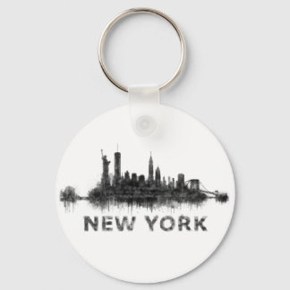 New York Mörk-White Skyline v07 Nyckelring