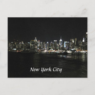 New York Natt Skyline Vykort