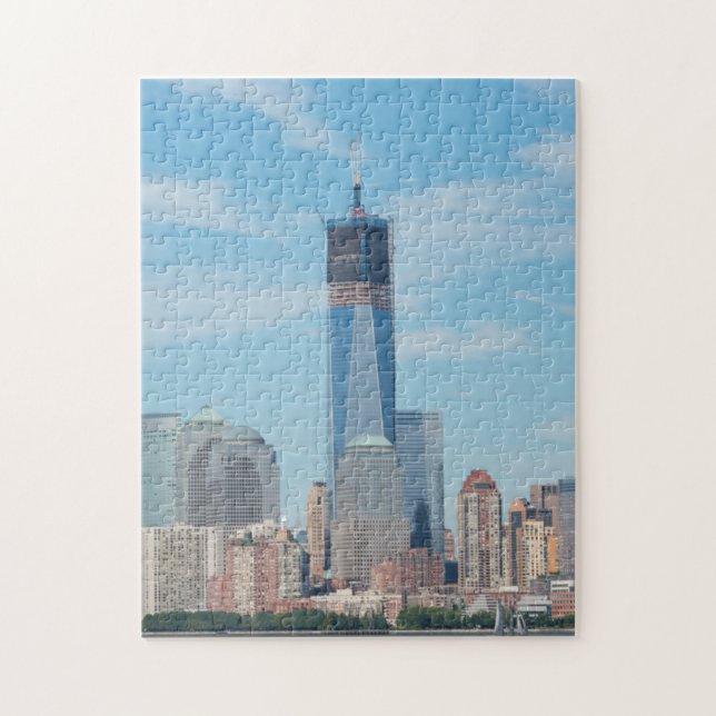 New York, New York. Manhattan stads siluett Pussel (Vertikal)