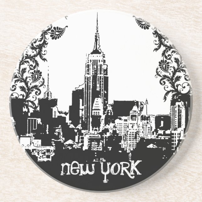 New York New York Skyline Damask Underläggs Underlägg (Framsidan)