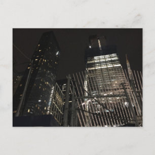 New York Night Downtown NYC Manhattan Postcard Vykort