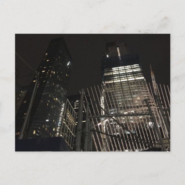 New York Night Downtown NYC Manhattan Postcard Vykort (Framsida)