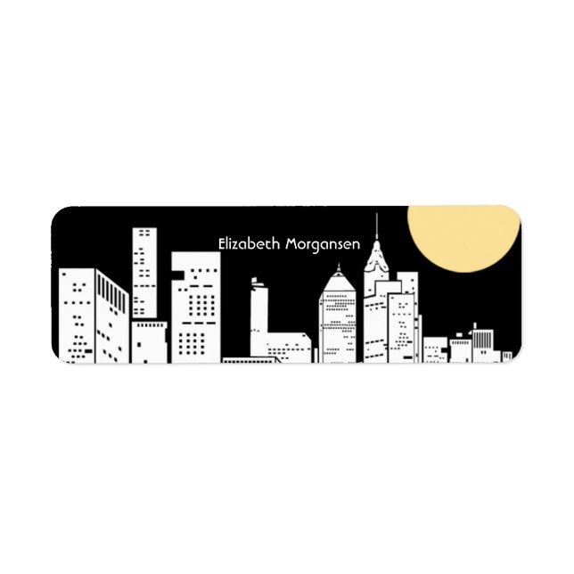 New York Night Skyline Silhouette-etikett Returadress Etikett (Framsidan)