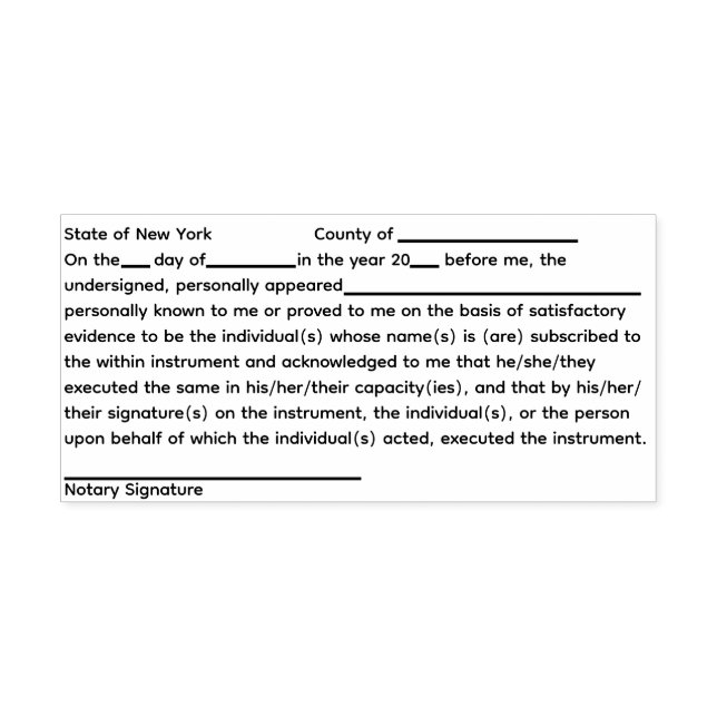 New York Notary-bekräftelse Självfärgande Stämpel (Design)