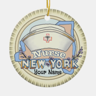 New York Nurse Julgransprydnad Keramik