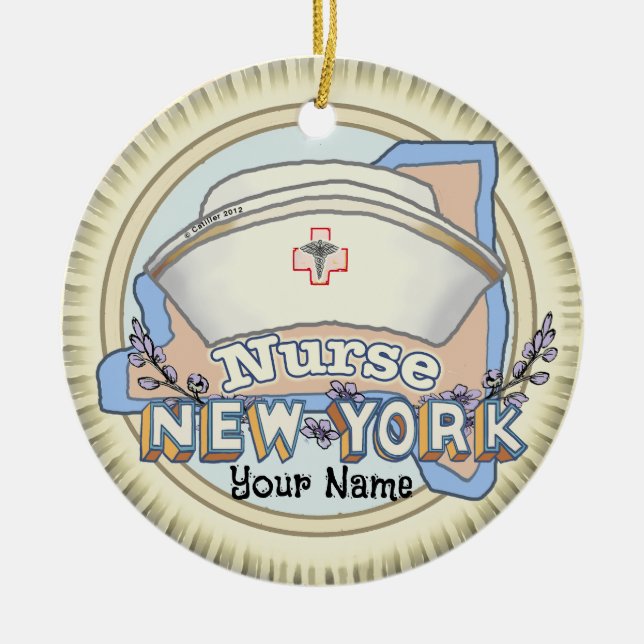 New York Nurse Julgransprydnad Keramik (Framsidan)