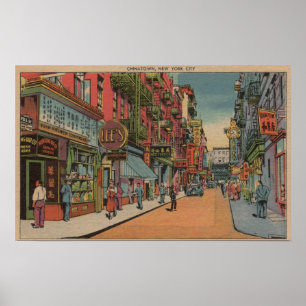 New York NY - beskåda av Chinatown shoppar Poster