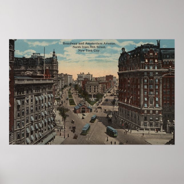 New York, NY - Broadway & Amsterdam Avenue Poster (Framsidan)