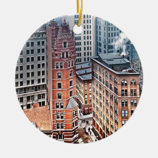 New York NY - Cluster of Skyscrapers c1900 Julgransprydnad Keramik (Framsidan)