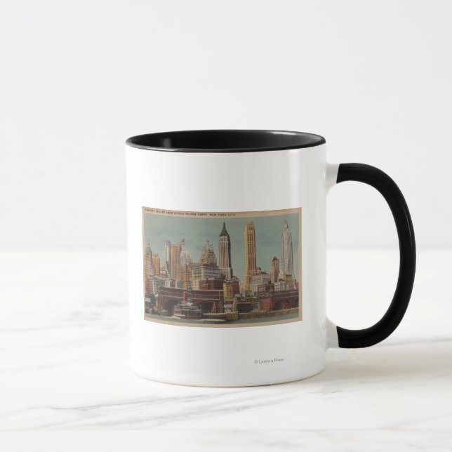 New York, NY - Downtown Skyline från Staten Mugg (Höger)