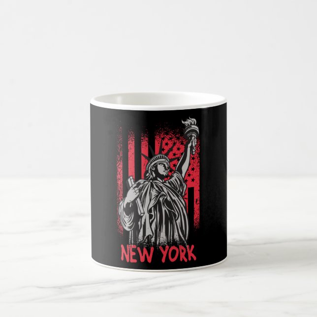 New York NY Frihetsgudinnan USA Flagga Kaffemugg (Center)