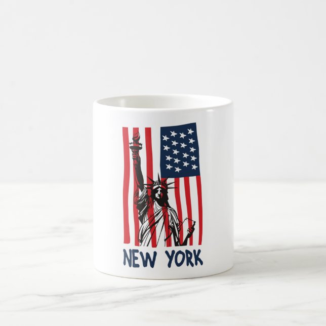 New York NY Frihetsgudinnan USA Flagga Kaffemugg (Center)