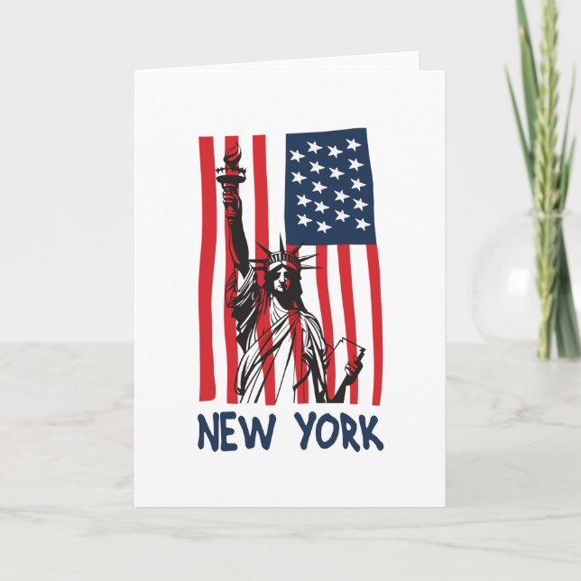 New York NY Frihetsgudinnan USA Flagga Kort (Framsida)