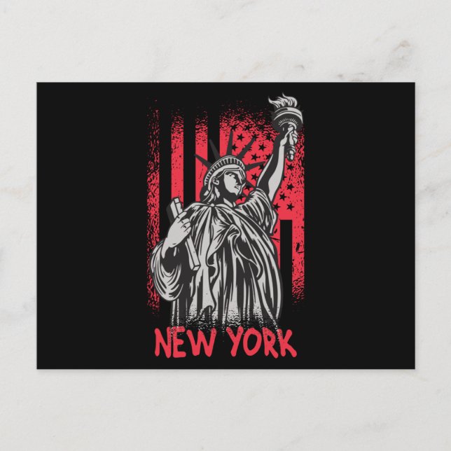 New York NY Frihetsgudinnan USA Flagga Vykort (Framsida)