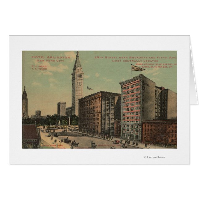 New York, NY - Hotel Arlington Near Hälsningskort (Framsidan Horizontal)