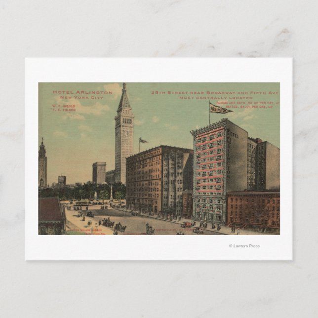 New York, NY - Hotel Arlington Near Vykort (Framsida)