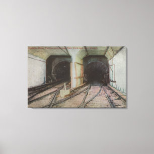New York NY - Hudson River tunnel, tunnelbanan Canvastryck