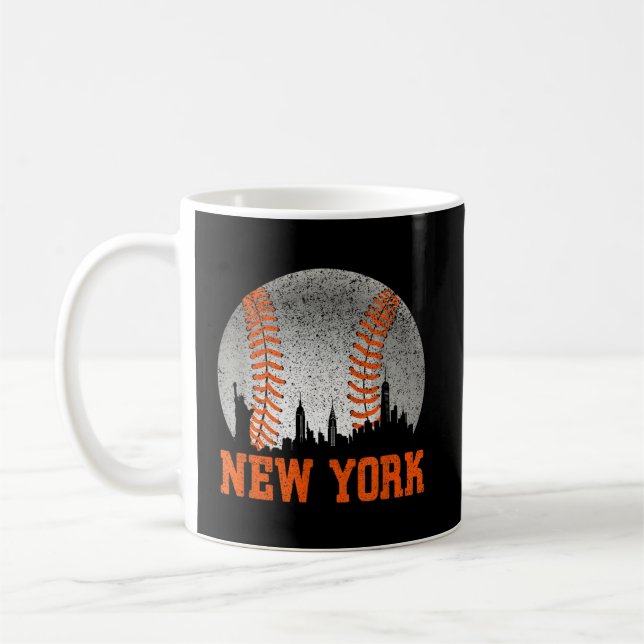 New York Ny Skyline Baseball Met på Gameday Kaffemugg (Vänster)