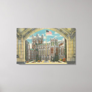 New York NY - stadshögskolan beskådar av flagga Canvastryck