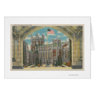 New York NY - stadshögskolan beskådar av flagga Hälsningskort