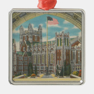New York NY - stadshögskolan beskådar av flagga Julgransprydnad Metall