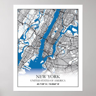 New York NY USA United Stater Travel City Karta Poster