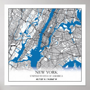 New York NY USA United Stater Travel City Karta Poster