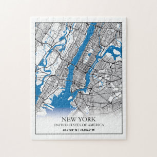 New York NY USA United Stater Travel City Karta Pussel