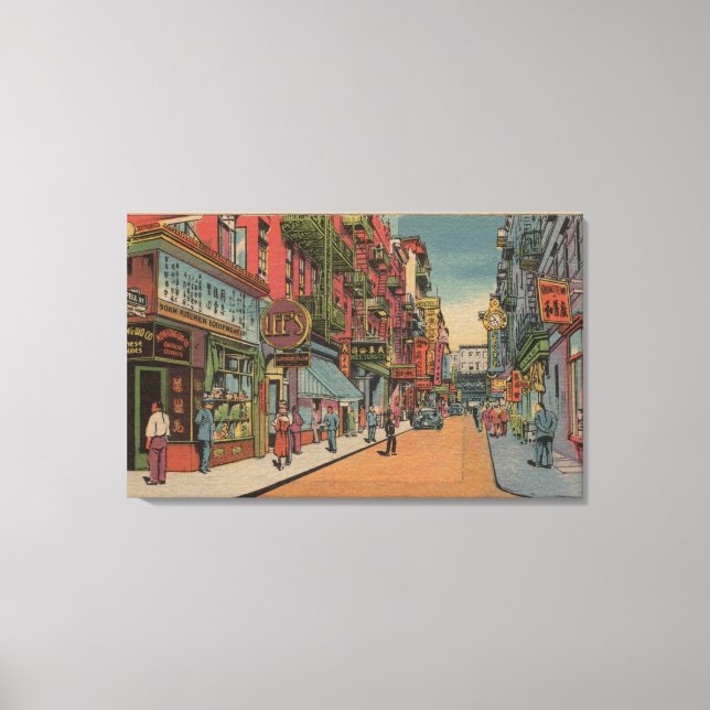 New York, NY - View of Chinatown Shops Canvastryck (Framsida)