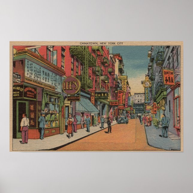 New York, NY - View of Chinatown Shops Poster (Framsidan)