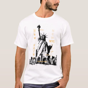 New York Nyc Brooklyn Bridge Liberty Statue Manar T Shirt