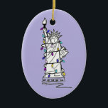 New York NYC-Frihetsgudinnan Hanukkah-julen Julgransprydnad Keramik<br><div class="desc">Ornament är en originalmarkör som illustrerar ett klassiskt NYC-märke,  Frihetsgudinnan,  "klädd" för julhelgen. Idealisk för att fira jul eller Hanukkah! Denna illustration finns även på andra produkter. Ser du inte vad du är tittar för? Behöver du hjälp med anpassning? Kontakta Rebecca för att få något designat bara för dig.</div>