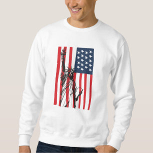 New York NYC Frihetsgudinnan USA Flagga Lång Ärmad Tröja