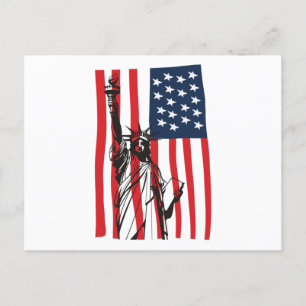 New York NYC Frihetsgudinnan USA Flagga Vykort