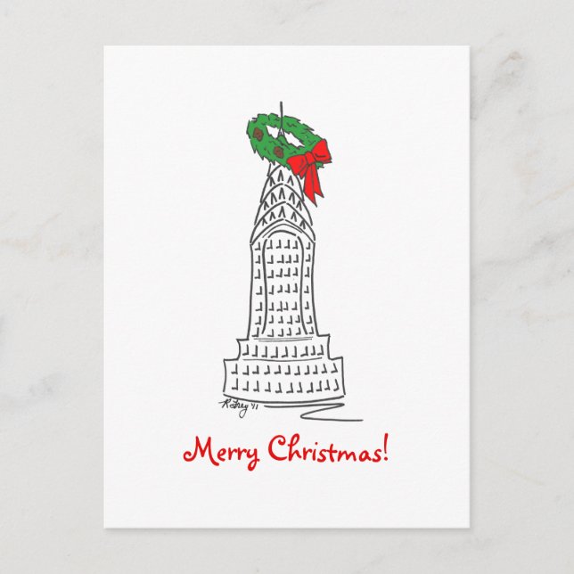 New York NYC God jul Skyscraper WAN Helg Vykort (Framsida)