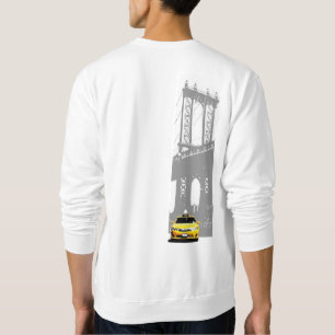 New York Nyc Gul Taxi Brooklyn Bridge Mäns Lång Ärmad Tröja
