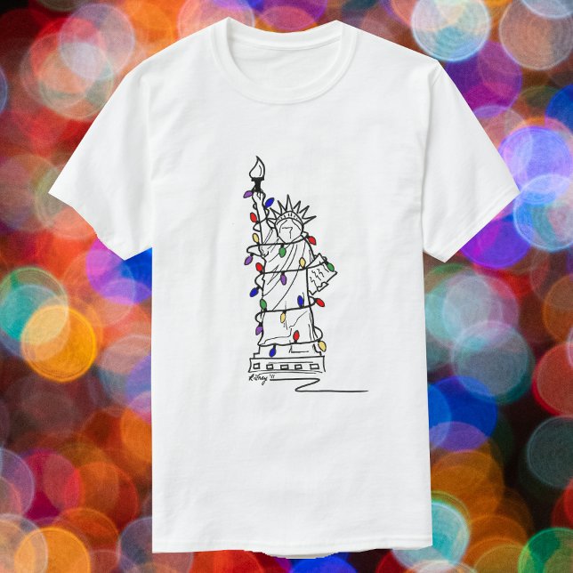 New York NYC jul Dam Liberty Helgdag Ljus Tee (Statue of Liberty shirt)
