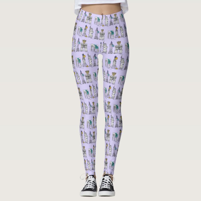 New York NYC Landmarks Hanukkah Jewish Helgdag Leggings (Framsida)